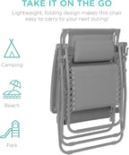 Best Choice Products Folding Zero Gravity Outdoor Recliner Patio Lounge Chair w/Adjustable Canopy Shade, Headrest, Side Accessory Tray, Textilene Mesh - Peacock Blue
