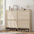 GarveeHome Shoe Cabinet with 3 Flip Top Drawers, Wooden Shoe Cabinet with Adjustable Shelves