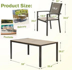 Homall Patio Dining Set 7 Pieces Outdoor Furniture Table and 6 Textilene Chairs Light Grey