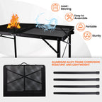 OHHANI Folding Grill Table, 3 ft Portable Outdoor Bbq Picnic Table, Easy Storage for Camping, Black
