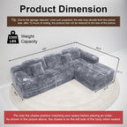 Cloud Sectional Couch with L Shape Chaise Modern Modular Sofa with Deep Seat Built in Cup Holder