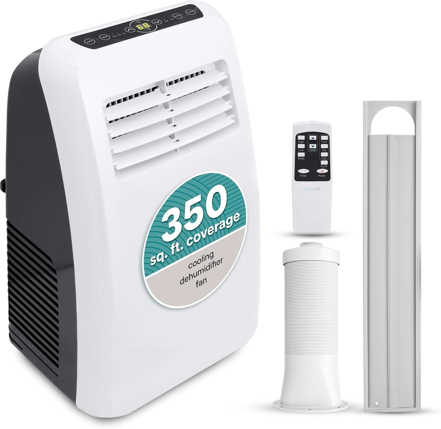 SereneLife 3-in-1 Portable Air Conditioner with Built-in Dehumidifier Function,Fan Mode, Remote Control, Complete Window Mount Exhaust Kit