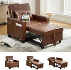 Adult Convertible Sleeper Chair Bed 3-in-1 Pull-Out Sofa Bed with USB/Type-C Ports Cup Holders