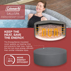 SaluSpa Sicily AirJet 7 Person Inflatable Hot Tub Round Portable Outdoor Spa with 180 Soothing AirJets and Insulated Cover, Gray