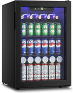 Beverage Refrigerator Cooler 126 Can Mini Fridge Glass Door for Drinks Soda Beer Wine Refrigerator