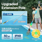 SPECSTAR Cordless Pool Vacuum with Telescopic & Extension Poles 9.12ft, 18.5 GPM Suction, 60-Min Run Time, Handheld Cleaner Rechargeable with Battery Indicator for Pools/Spas/Hot Tubs - Yellow