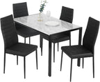 FDW Dining Table Set for 4 Glass Black Dining Table Kitchen Table with 4 Upholstered Chairs
