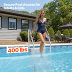 KFFKFF 4-Step Above Ground Pool Ladder, Anti-Slip Pool Steps with Dual Handrails, Supports 400 lbs, Fits 48-54 Inground & Above-Ground Pools, Creamy White
