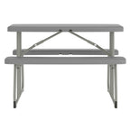 BizChair Easy-Fold Gray Folding Plastic Kids Outdoor Picnic Table and Benches - Commercial Grade - Seating for 4 Kids