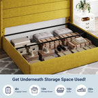 Allewie Queen Size Lift Up Storage Bed Modern Wingback Headboard Hydraulic Support
