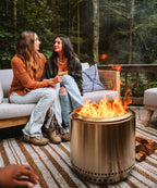 Solo Stove Bonfire 2.0 with Stand, 19.5 Inch Smokeless Fire Pit with Removable Ash Pan - Portable Outdoor Fire Pit - Stainless Steel Wood Burning Fireplace, Ideal for 4-6 People, 21.75 lbs