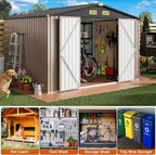 IRONCK 10x8FT Outdoor Storage Shed with Breathable Vent, Galvanized Steel Metal Tool Shed