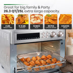 Infrared Heating Air Fryer Toaster Oven, Extra Large Countertop Convection Oven 10-in-1 Combo, 6-Slice Toast, Enamel Baking Pan Easy Clean with Recipe Book, Black Matte Stainless Steel