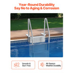 KFFKFF 4-Step Above Ground Pool Ladder, Anti-Slip Pool Steps with Dual Handrails, Supports 400 lbs, Fits 48-54 Inground & Above-Ground Pools, Creamy White