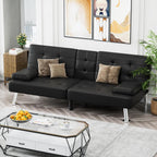 Homall Futon Sofa Bed Leather Futon Couch with Armrests Adjustable Recliner Sleeper Sofa Bed