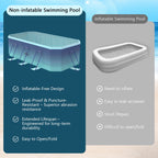 Hurber Foldable Swimming Pool, Large Non-Inflatable Adults Kiddie Outdoor Pools, Blue, 113 x 66 x 20