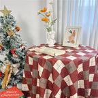 Festliche rote karierte Tischdecke, Weihnachts-Ins-Style-Vintage-Dekoration für fotofertiges Essen