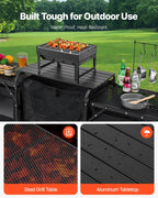 VEVOR Camping Kitchen Table, Quick set-up Folding Camping Table with A Carrying Bag, 3 Adjustable Heights, MDF Camping Table, Ideal for Outdoor Picnics, BBQs, Camping, RV Traveling
