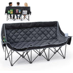 Oversized 3 Person Camping Chair Folding Padded Loveseat with Cup Holders and Carry Bag
