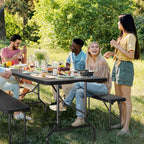 VINGLI Folding Camping Table with Chairs, Brown