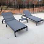 PURPLE LEAF Patio Tanning Lounge Chair Set with Face Down Hole Outdoor Aluminum Adjustable Reclining Chairs Wheels Pillows and Table for Poolside Beach Sunbathing Lounger, Beige