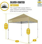10x10 Pop-Up Awning One-Click Installation Beach Tent Outdoor Sunshade Silver Coated Top
