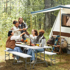 VINGLI Folding Camping Table with Chairs, Brown
