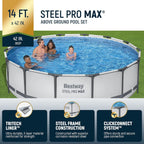 Steel Pro MAX 10 Foot x 30 Inch Round Metal Frame Above Ground Outdoor Backyard Swimming Pool Set with 330 GPH Filter Pump