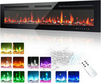 EUHOMY 50 Inch Electric Fireplace Wall Recessed Adjustable Flame Color Fireplace Heater