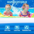 Hurber Foldable Swimming Pool, Large Non-Inflatable Adults Kiddie Outdoor Pools, Blue, 113 x 66 x 20