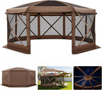 VEVOR 12 * 12ft 6 Sided Pop-up Canopy Shelter Tent with Mesh Windows, Portable Carry Bag