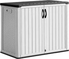 Greesum Outdoor Horizontal Storage Shed 27 Cu.ft Resin Large Storage Box for Garden Patio