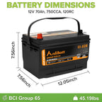 Anlibatt BCI Group 49 Battery, AGM 12 Volt Rechargeable Automotive Batteries for Car, H8 900CCA 95Ah 160RC Maintenance Free