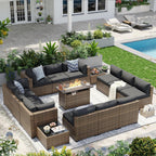 Aoxun Patio Furniture Sets, 7-Piece Outdoor Patio Furniture with Thick Cushions, Wicker Outdoor Conversation Set Sectional Sofa for Backyard, Poolside, Garden