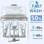 Baby Bottle Washer-19 Min Rapid Wash, Sterilizer and Dryer, All-in-One Cleaner, Bottles, Pump Parts & Baby Essentials