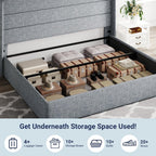 Allewie Queen Size Lift Up Storage Bed Modern Wingback Headboard Hydraulic Support