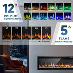 EUHOMY 50 Inch Electric Fireplace Wall Recessed Adjustable Flame Color Fireplace Heater