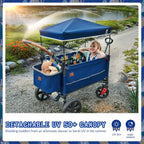 EVER ADVANCED Side-unzip Wagon Stroller for 2 Kids Push Pull Stroller with Adjustable Handle