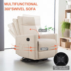 Sweetcrispy Massage Recliner Chair for Adults, Adjustable Home Theater Seating with Lumbar Support for Living Room, Modern Fabric Reclining, Light Grey
