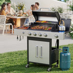 Biotree 3 Burner Gas Grill with Side Burner,40800 BTU Barbecue Grill Propane Stainless Steel BBQ Grill with Porcelain-Enameled Cast Iron Grates for Outdoor Cooking