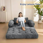 Folding Sofa Bed L-Shaped Convertible Sofa Bed with Armrests and Pillows