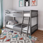 Max & Lily Fundamental Twin Low Bunk Bed Kids Solid Wood Modern Bed Frame Strong Wooden Slats