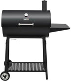 Royal Gourmet CC1830 30 Inch Barrel Charcoal Grill with Side Table Outdoor BBQ Grill  for Backyard