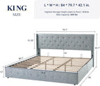 Allewie Queen Size Lift Up Storage Bed Modern Wingback Headboard Hydraulic Support