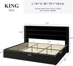 Allewie Queen Size Lift Up Storage Bed Modern Wingback Headboard Hydraulic Support