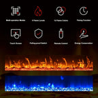 EUHOMY 50 Inch Electric Fireplace Wall Recessed Adjustable Flame Color Fireplace Heater