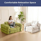 Folding Sofa Bed L-Shaped Convertible Sofa Bed with Armrests and Pillows