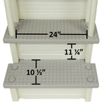 Aqua Select White Anti-Slip Pool Steps with White Steps and White Outside Flip-up Safety Ladder, 48-54H