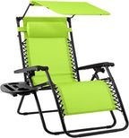Best Choice Products Folding Zero Gravity Outdoor Recliner Patio Lounge Chair w/Adjustable Canopy Shade, Headrest, Side Accessory Tray, Textilene Mesh - Peacock Blue