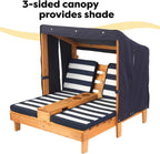 KidKraft Wooden Outdoor Double Chaise Lounge with Cup Holders Kids Patio Furniture Honey